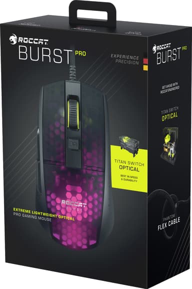 Roccat Burst Pro Optical RGB AIMO gaming mus (sort)