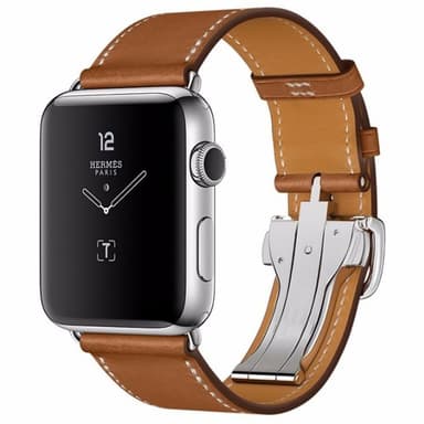 Apple Watch 42mm læderarmbånd med sommerfuglås  - brun