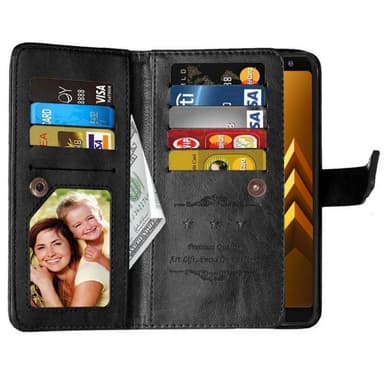 Dobbelt Flip Flexi 9-kort Samsung Galaxy A8 2018 (SM-A530F)  - sort