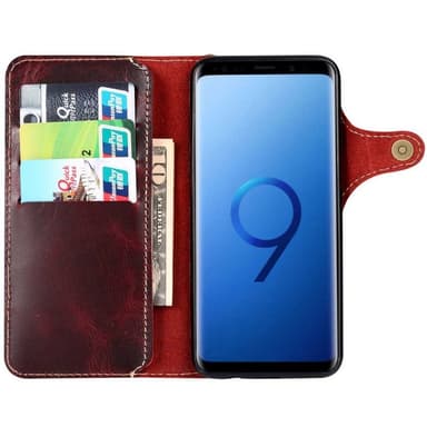 Wallet 3-kort ægte læder Samsung Galaxy S9 (SM-G960F)  - oxblood