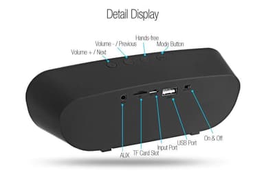 Bærbar højttaler med Bluetooth- og AUX-port - sort