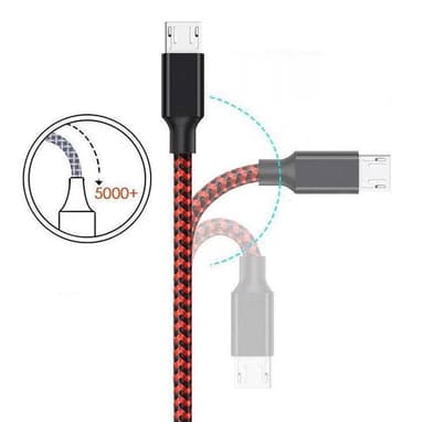 Micro USB-opladerkabel 3m nylon rød / sort
