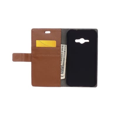 Wallet 2-kort til Samsung Galaxy J1 Ace (SM-J110F)  - brun