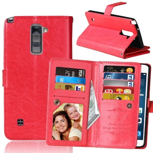 Dobbelt Flip Flexi 9-kort LG Stylus 2 Plus (K535N)  - rød