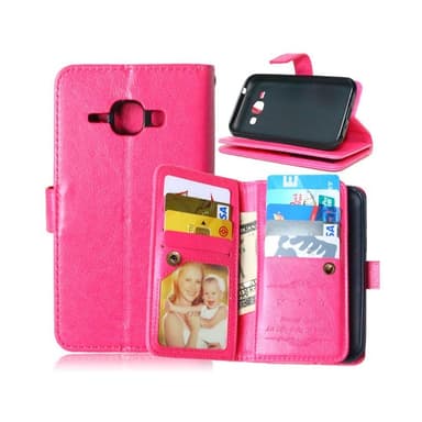 Dobbelt Flip Flexi 9-kort Samsung Galaxy J1 2015 (SM-J100H)  - lyserø