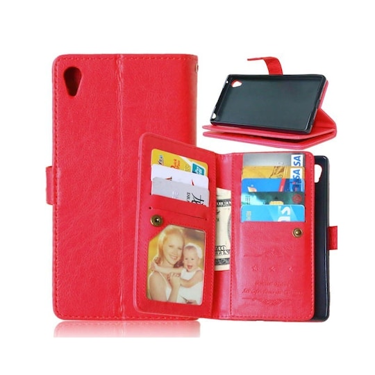 Dobbelt Flip Flexi 9-kort Sony Xperia Z3 + (E6553)  - rød