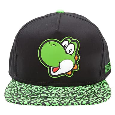 Nintendo Yoshi gummi-badge snapback cap (sort/grøn)