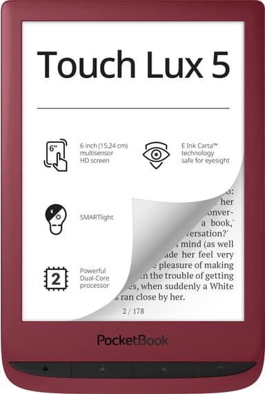 PocketBook Touch Lux 5 e-bog-læser (rød)