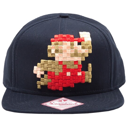 Nintendo 3D pixel Jumping Mario snapback cap (sort)