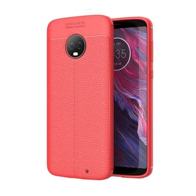 Lædermønstret silicone cover Motorola Moto G6 Plus (XT1926)  - rød
