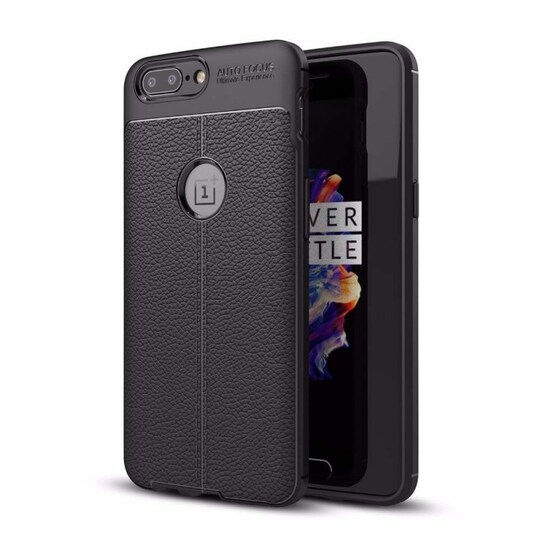 Lædermønstret silicone cover OnePlus 5 (A5000)  - sort