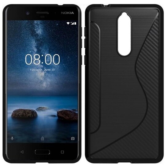 S-Line Silicone Cover til Nokia 8 (TA-1004)  - sort