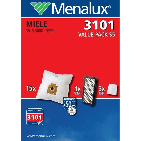 Menalux støvsugerposer - Valuepack 3101 til Miele S5/S8 serien