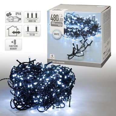 ECD Germany LED-lyskæde til jul 480 LED er 4,8 m hvid 8 tilstande
