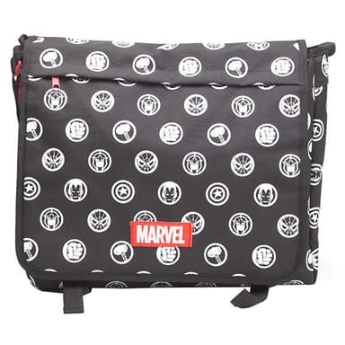 Marvel Comics Heroes Crests kurértaske (sort/hvid)