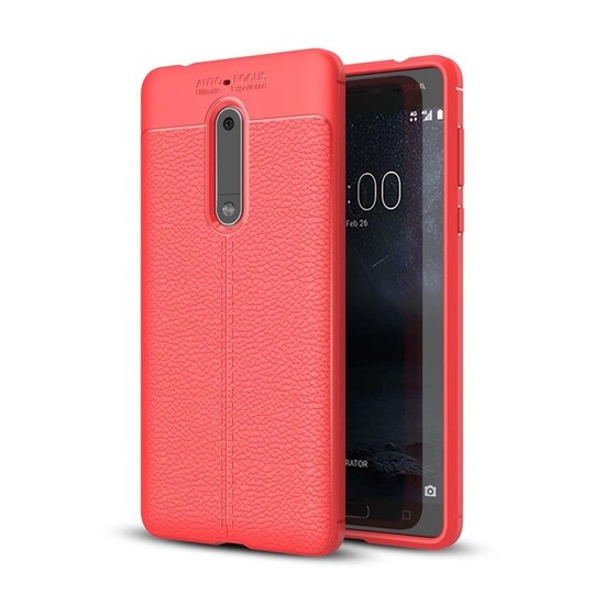 Lædermønstret silicone cover Nokia 5 (TA-1053)  - rød