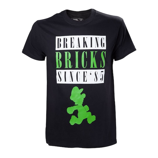 T-shirt Nintendo - Luigi Breaking Bricks - sort (XS)
