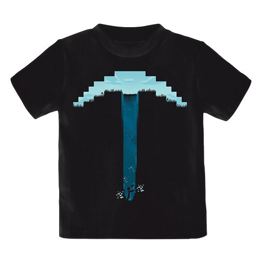 Børne t-shirt Minecraft - Pick Axe sort (5-6 år)