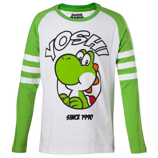 Langærmet t-shirt til børn Yoshi - hvid/grøn (158/164)