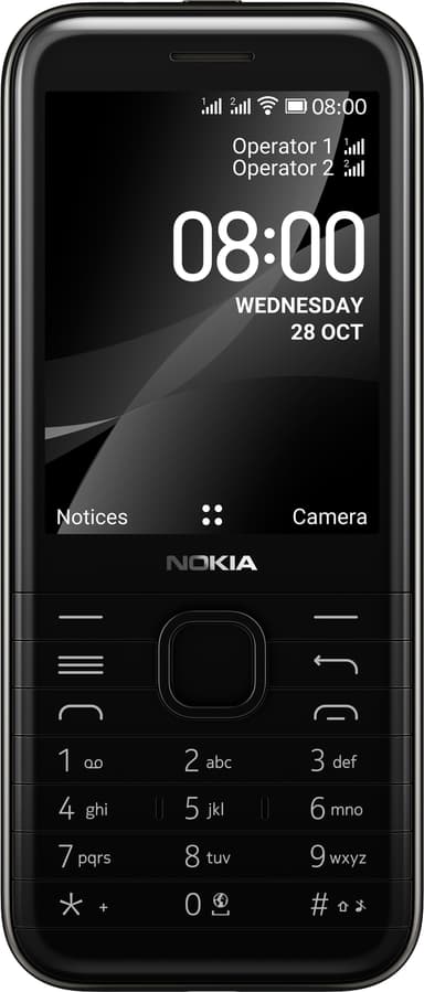 Nokia 8000 4G mobiltelefon (onyx black)