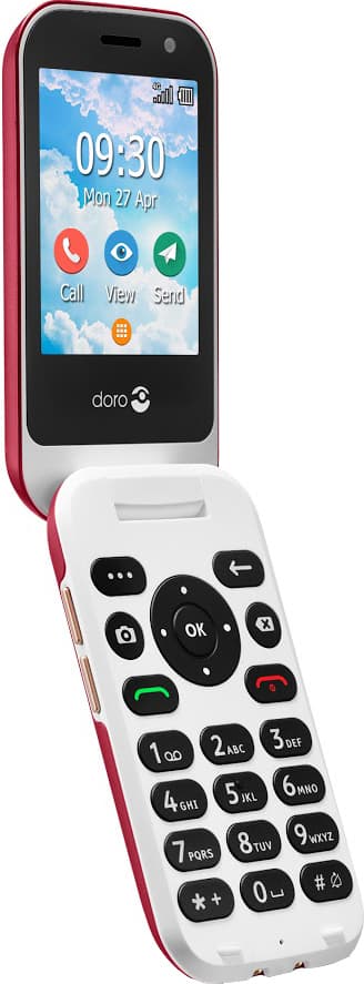 Doro 7081 mobiltelefon (rød/hvid)