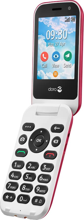 Doro 7081 mobiltelefon (rød/hvid)