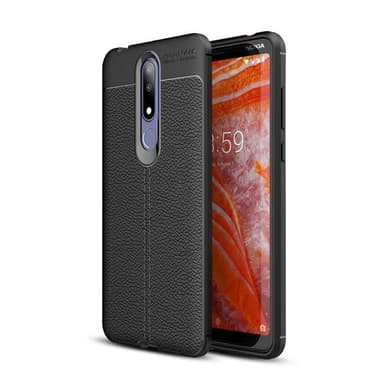 Lædermønstret silicone cover Nokia 3.1 Plus (TA-1118)  - sort