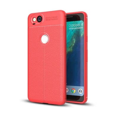 Lædermønstret silicone cover Google Pixel 2  - rød