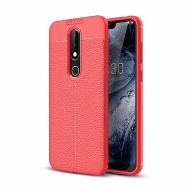 Lædermønstret silicone cover Nokia 6.1 Plus (TA-1083)  - rød