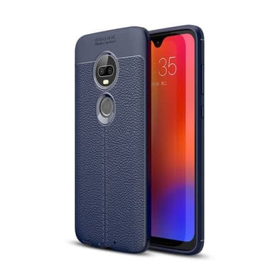 Lædermønstret silicone cover Motorola Moto G7 (XT1962)  - blå