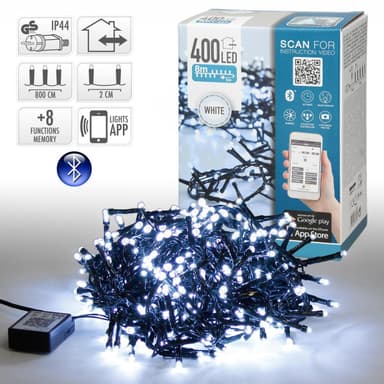 ECD Germany App-styret LED-lyskæde til jul 400 LED er 8 m hvid 8 tilstande