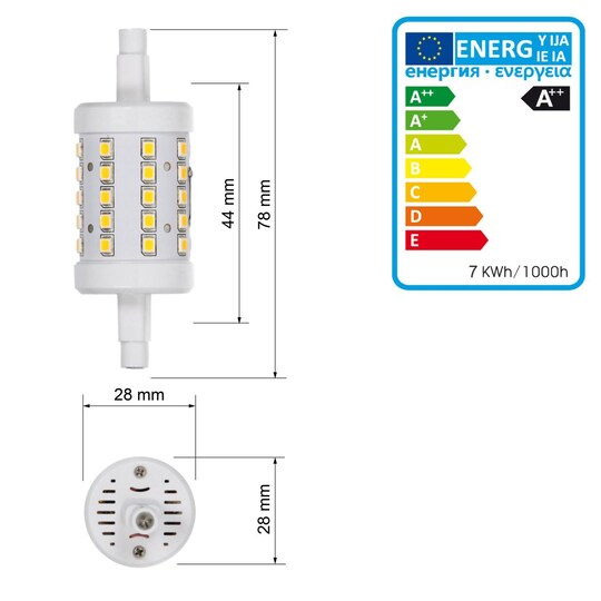 ECD Germany 10-pack R7S LED lamper 7W 78mm hulrum 480 AC 220-240V 360 ° stråle