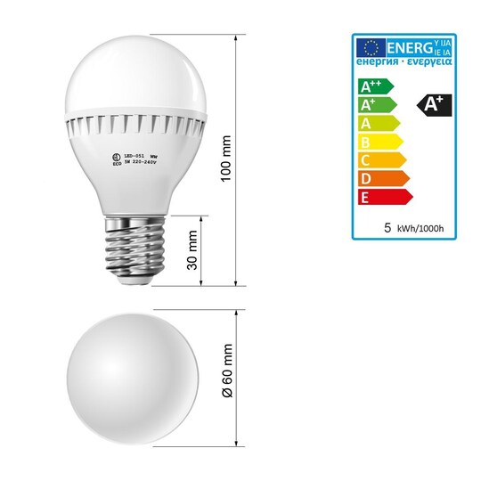 ECD Germany 3 stykker LED lampe 5W, 35W erstatte, E27, varm hvid (2800 Kelvin),