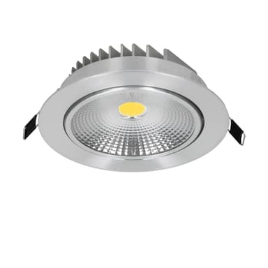 ECD Germany 1-Pack LED forsænket lys COB 12W 230V - sølv - aluminium - Ø 135 mm