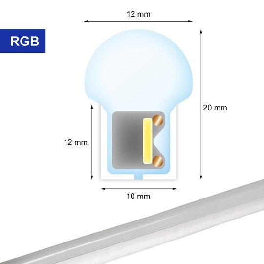 ECD Germany Neon LED Strip RGB 30m dæmpbar - SMD 5050 - 60 LEDs / m - 9W / m -