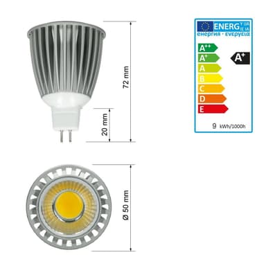8 x LED COB MR16 spot lampe pære lampe spotlight spare lampe 9W neutral hvid