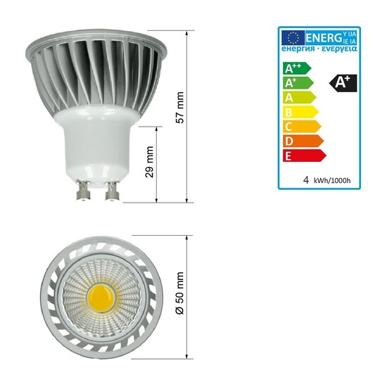 ECD Germany 5 x LED-spot GU10 COB, varm hvid, 4W