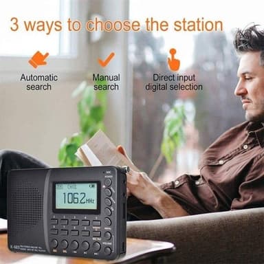 K-603 Transportabel FM / AM / SW Stereo Radio med Bluetooth og TF kort, sort