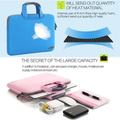 Laptopsleeve med Håndtag 12 - Lyserød