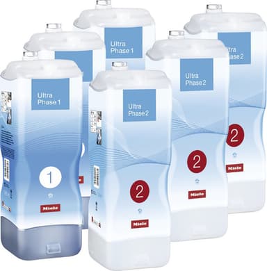 Miele UltraPhase 1 og UltraPhase 2 vaskemiddelsæt (6 stk.)