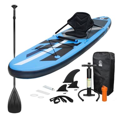 Surfbræt Stand Up Paddle SUP bord padle bord oppustelige kajak sæde Blå 305cm