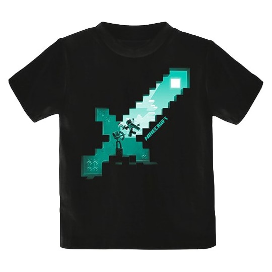 Børne t-shirt Minecraft - Diamond Sword sort (11-12 år)