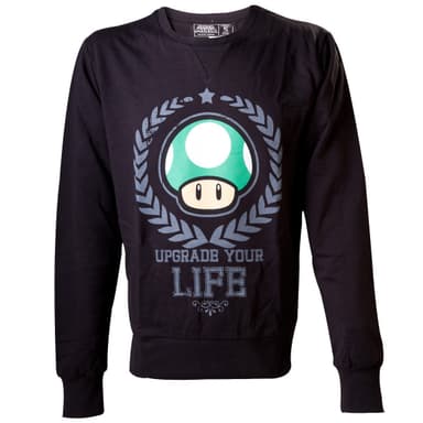 Sweattrøje Nintendo - Upgrade Your Life-motiv sort (S)