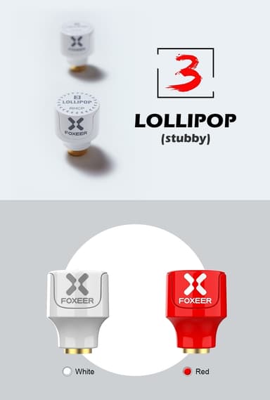 Foxeer Lollipop 3 Stubby LHCP RPSMA Rød 2stk