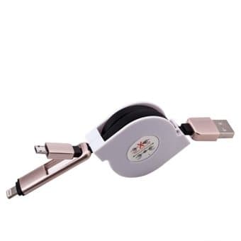 USB-kabel 2-i-1 til iPhone / Micro USB Der Kan Trækkes Ud og Som Ikke Filtrer Sammen