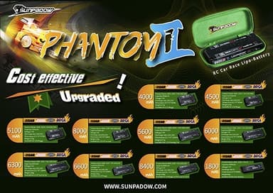 1s  8000mAh - 50C - Sunpadow Phantom II Shorty HV