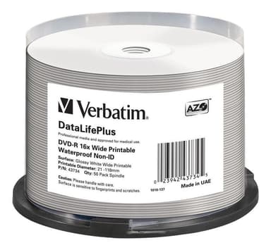 Verbatim DVD-R AZO 4.7GB 16X DL+ WIDE GLOSSY WATERPROOF PRINTABLE