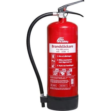 Nexa brandslukker, rød, 6kg ABC-pulver, vægbeslag