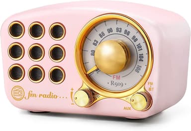 Bluetooth-højttaler / FM-radio i retro-design, med Aux-kabel, Pink