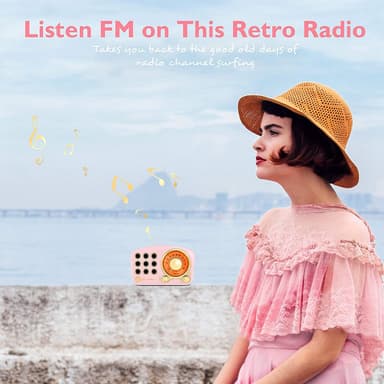 Bluetooth-højttaler / FM-radio i retro-design, med Aux-kabel, Pink